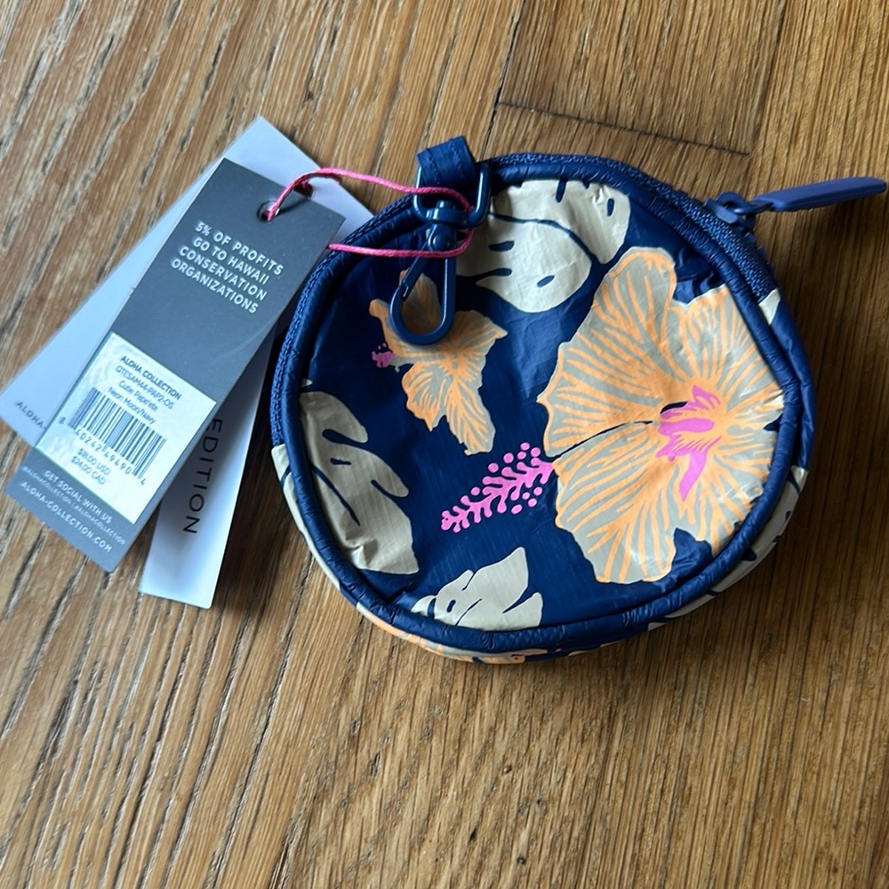 NWT Aloha Collection Floral Coin Purse - Neon Moon/Navy
